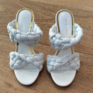 Liliana White Braided Heeled Sandals